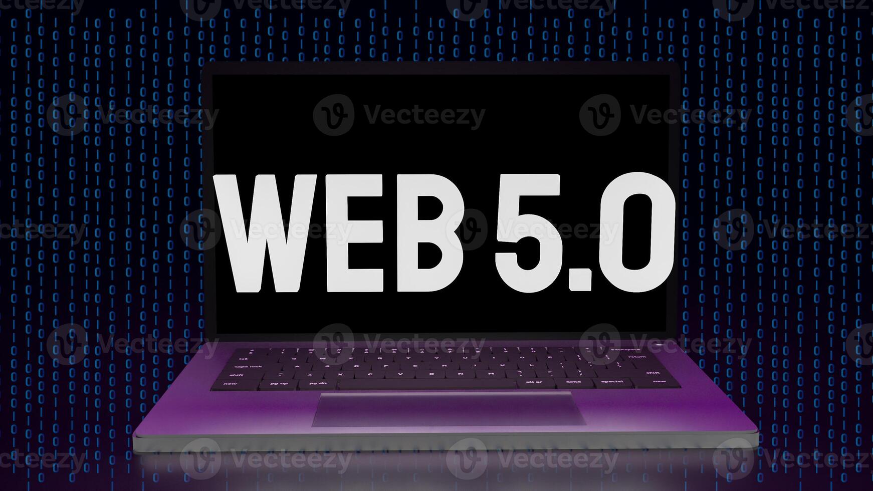 The web 5.0 on Notebook for technology concept 3d rendering. photo