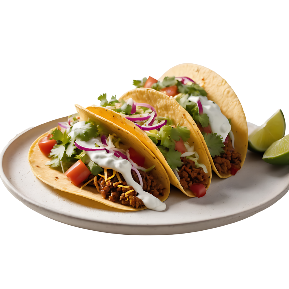 AI generated Tacos image isolated on a transparent background PNG photo