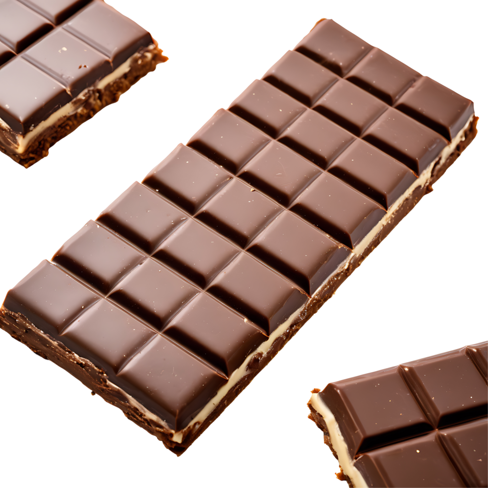 AI generated Chocolate Bars isolated on a transparent background PNG photo