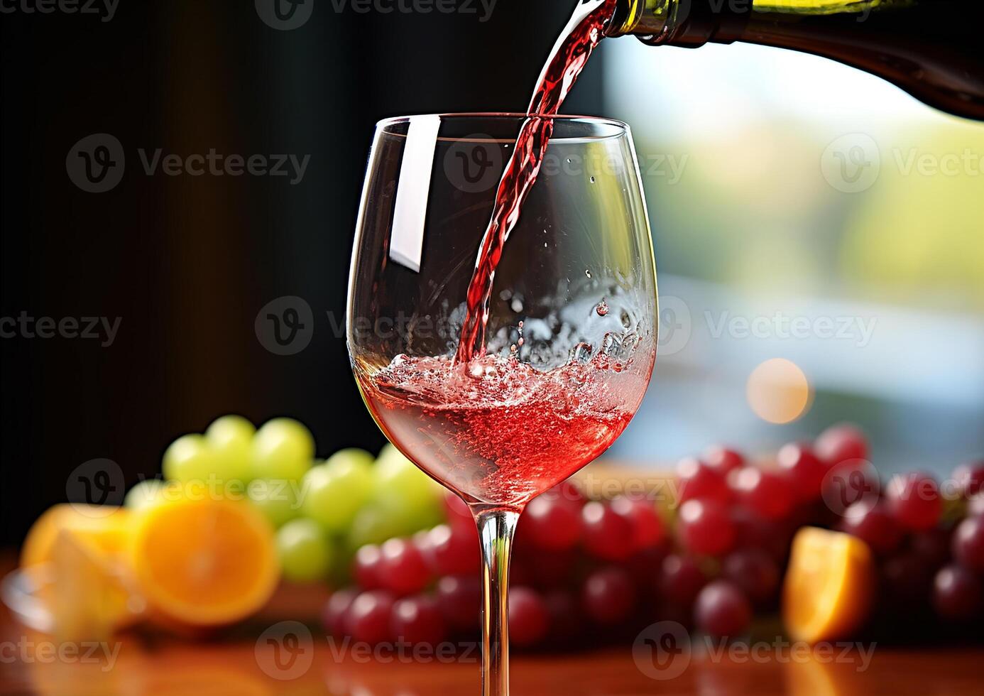 ai generado Fresco uva jugo torrencial dentro un vaso, celebrando naturaleza refresco generado por ai foto