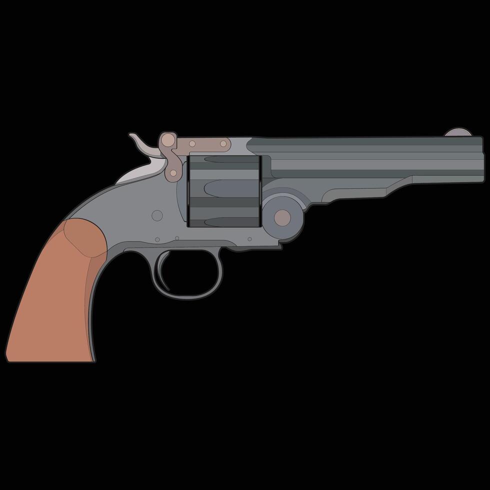 Vector of Revolver art, Shooting gun, Weapon illustration, Vector Revolver, Gun illustration, Modern firearm, Military concept, Pistol vector.