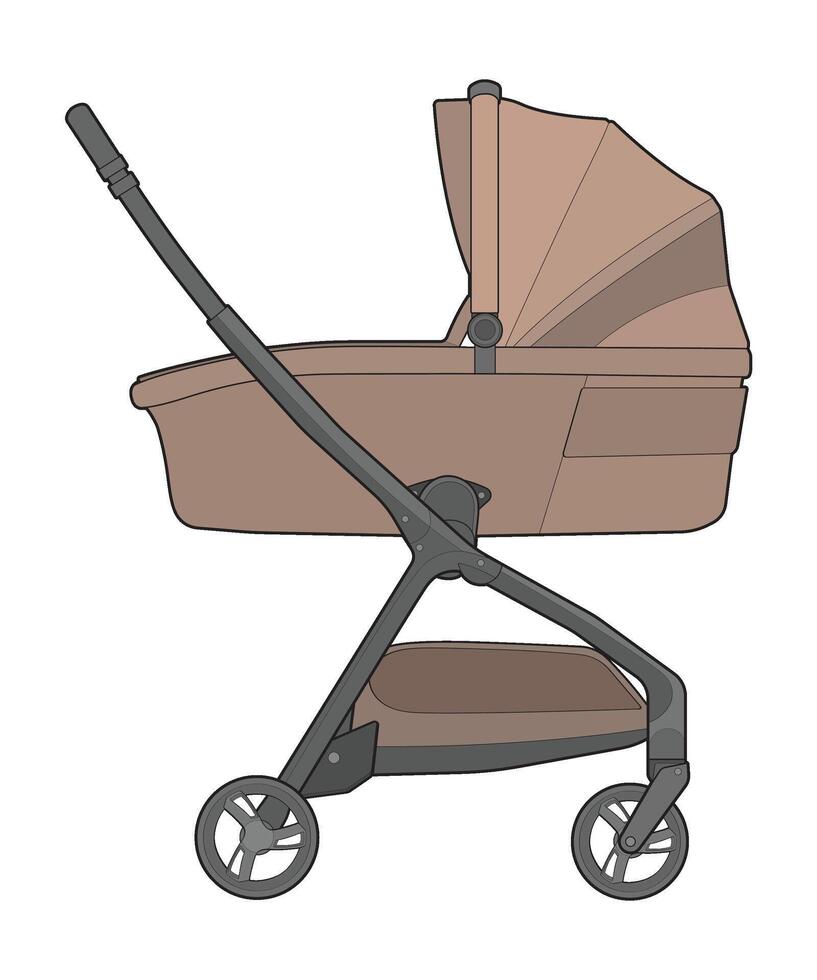 vector of baby stroller isolated on white background. Vector illustration of a sketch style.