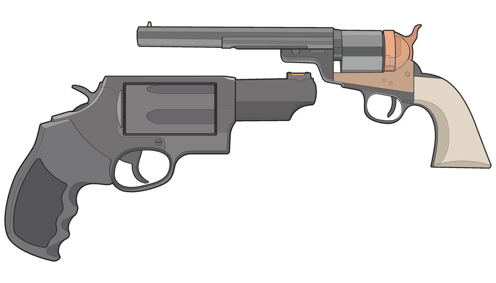 empaquetar conjunto de vector de revólver arte, disparo pistola, arma ilustración, vector revólver, pistola ilustración, moderno arma de fuego, militar concepto, pistola vector.