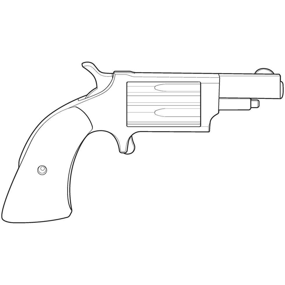 Revolver with line art style, Shooting gun, Weapon illustration, Vector Line, Gun illustration, Modern firearm, Military concept, Pistol vector.