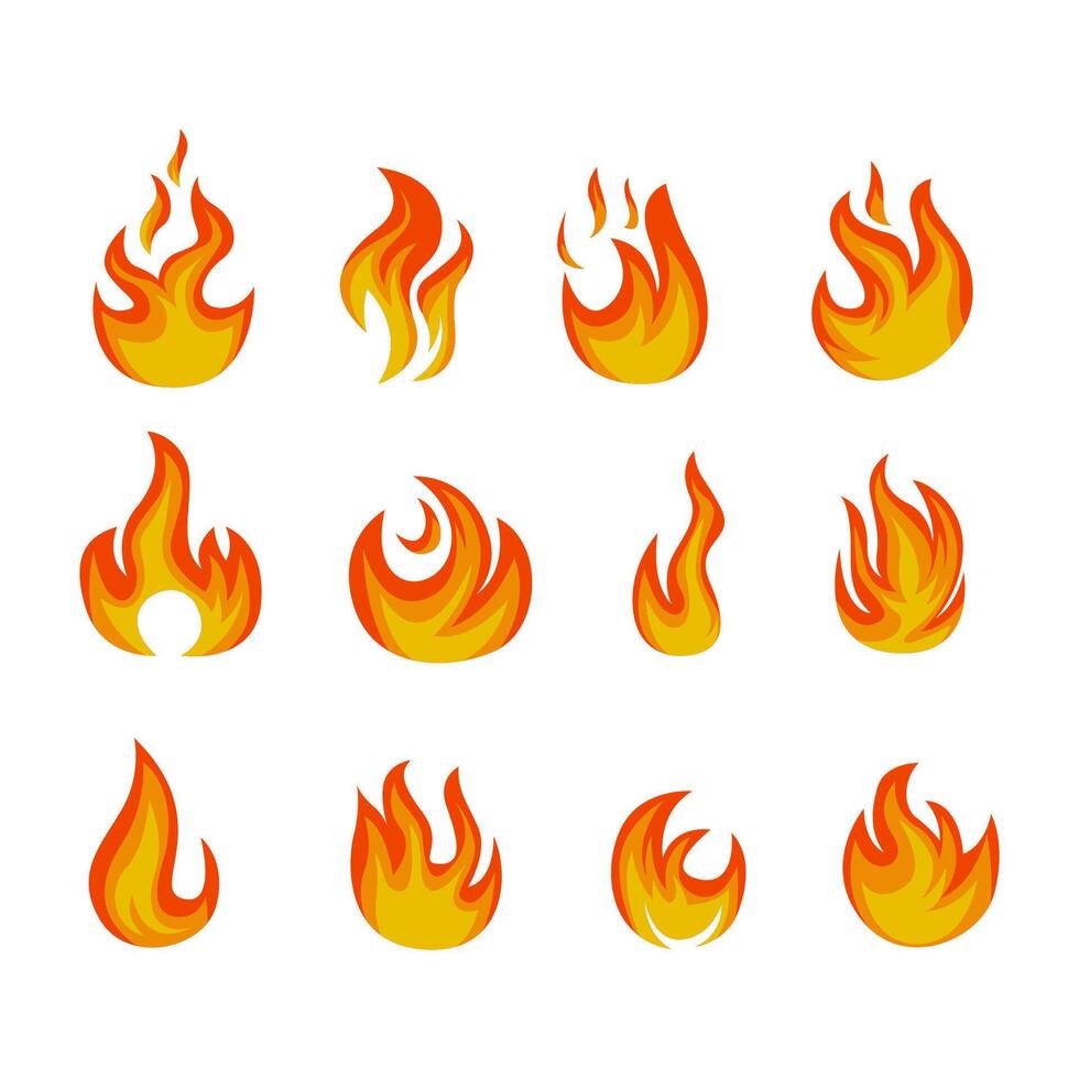 Great pack of flames in flat design vector