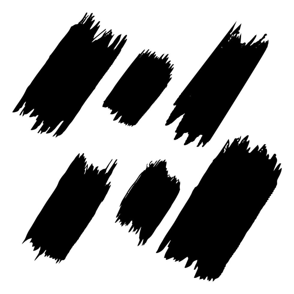 black hand painted brush strokes vector