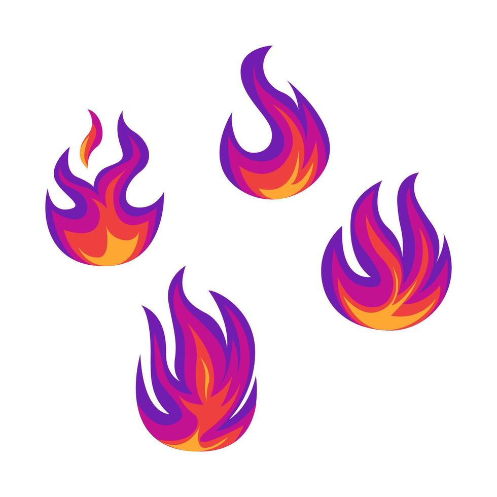 warm set of flames isolated white background vector