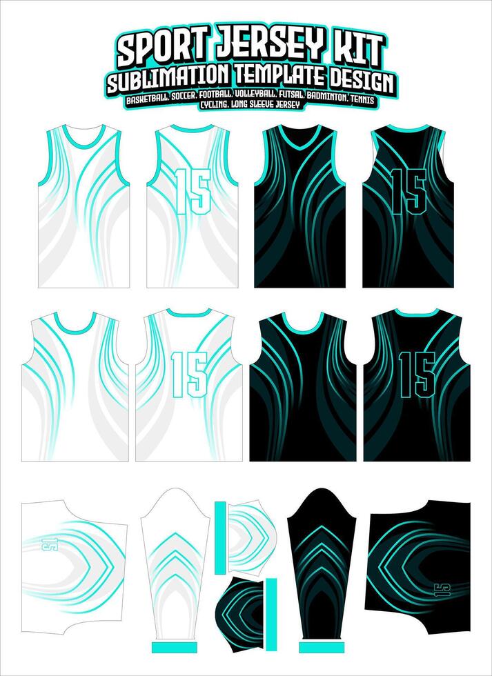 cyan lines curves gradient Jersey Apparel Sports Wear print pattern vector