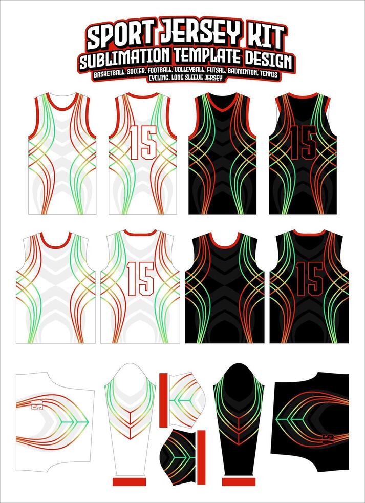 green red lines gradient Jersey Apparel Sports Wear print pattern vector