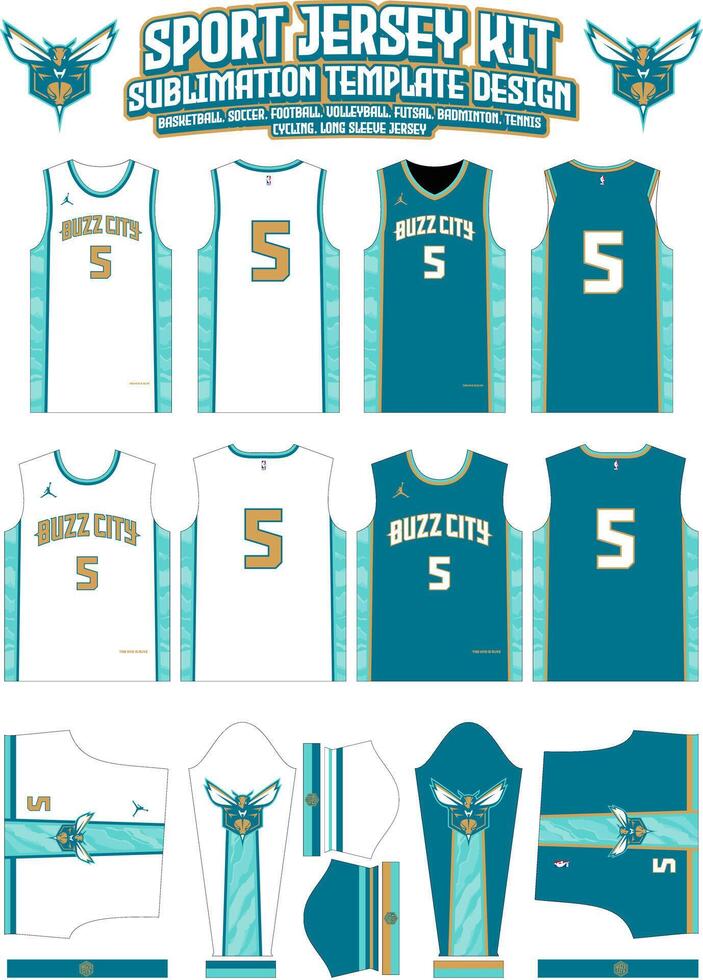 charlotte avispones zumbido ciudad baloncesto jersey ciudad edición 2023-2024 vector