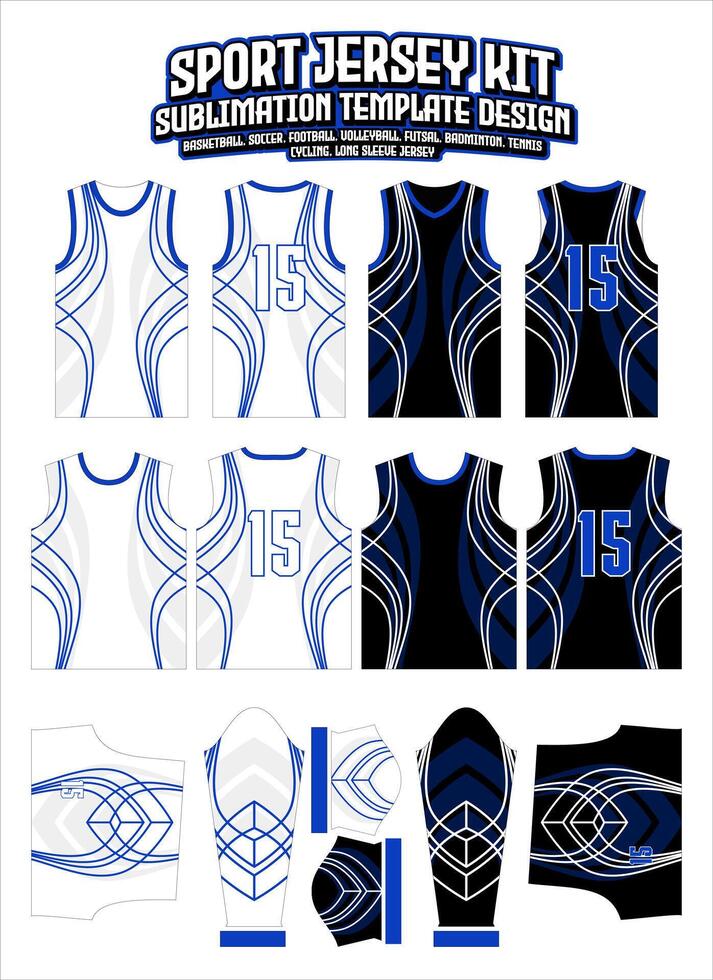 blue lines curves gradient Jersey Apparel Sports Wear print pattern vector