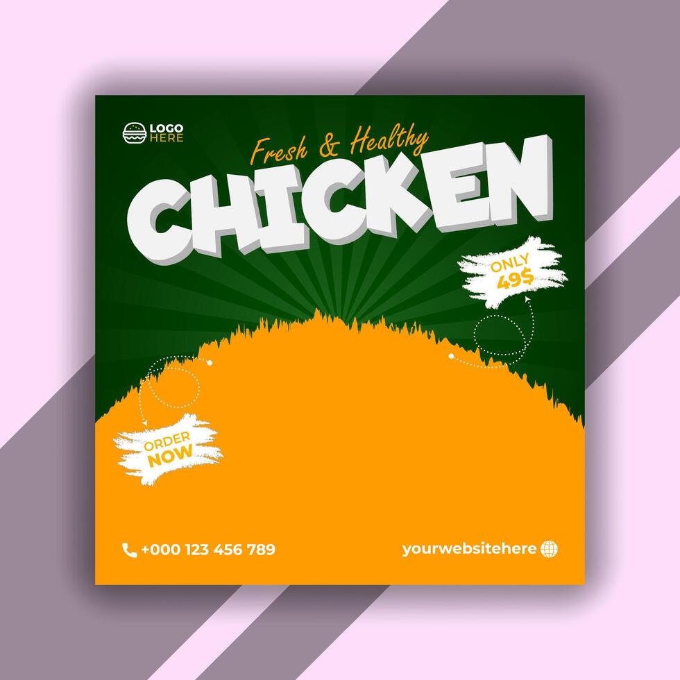 Food Social Media Post Design Template vector