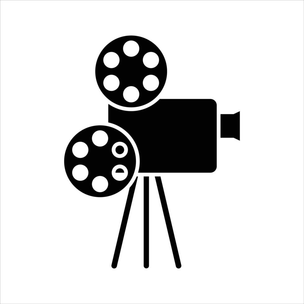 Movie projector flat vector silhouette icon isolated on white background. Element for movie, cinema, film concept. Icon for web design.