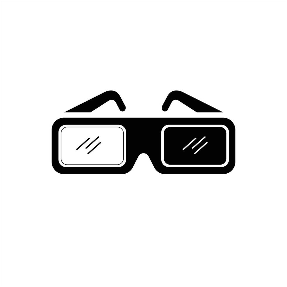 3D glasses flat vector silhouette icon isolated on white background. Element for movie, cinema, film concept. Icon for web design.