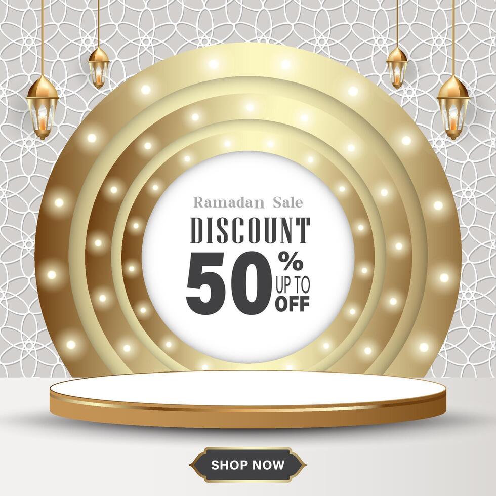 Ramadan promotional banner design with an Arabic background theme. vector