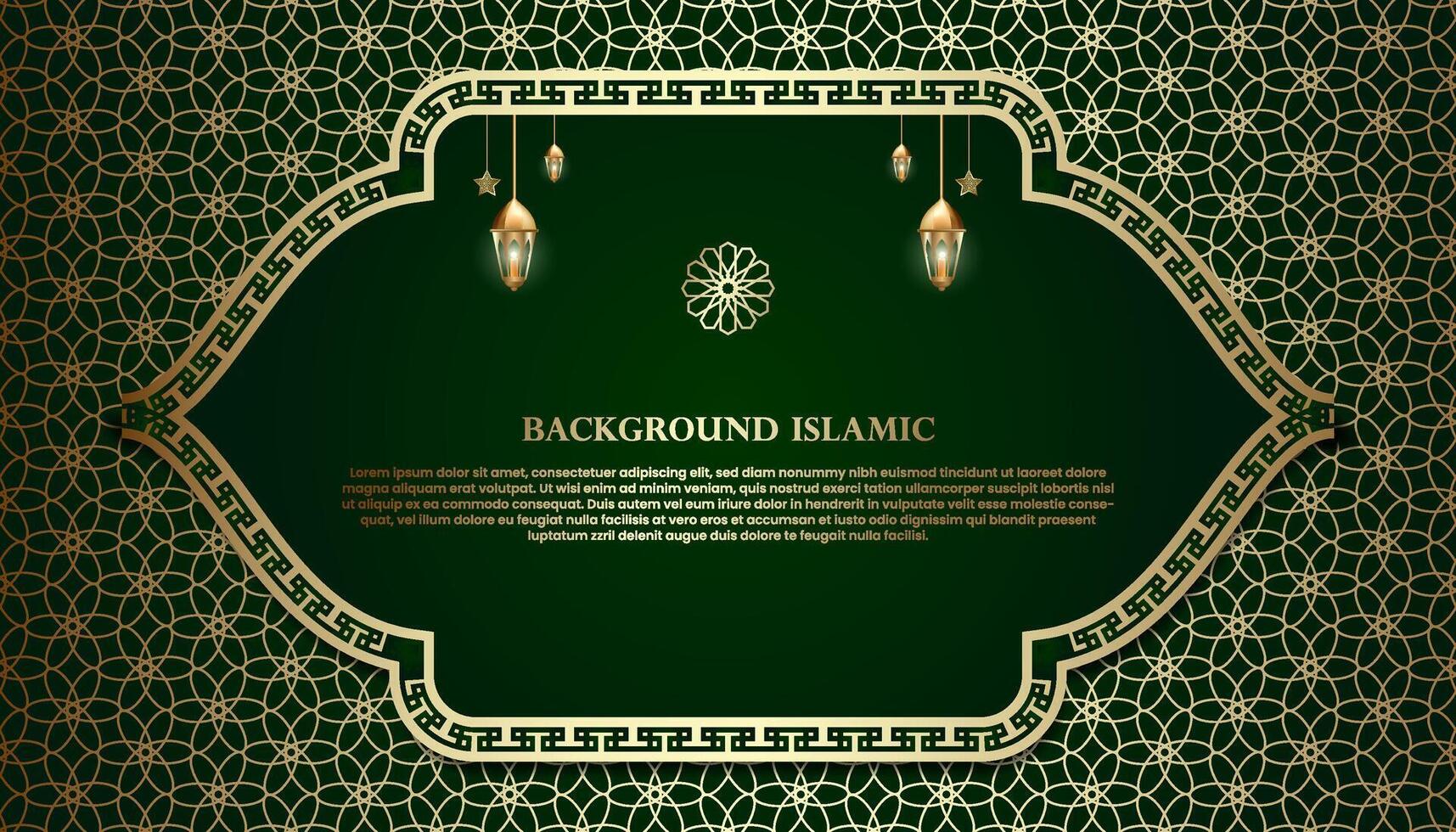 Islamic or Arabic background. luxury gold and green pattern color. additional elements of Islamic theme design vector