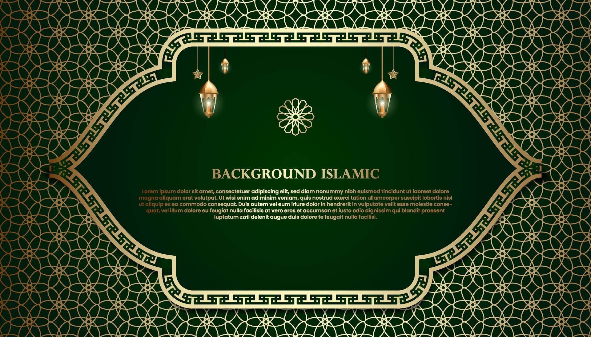 Islamic or Arabic background. luxury gold and green pattern color