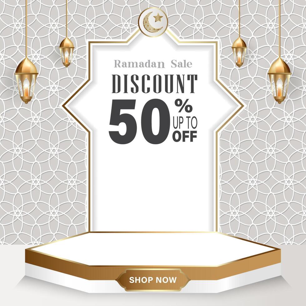Ramadan promotional banner design with an Arabic background theme. vector