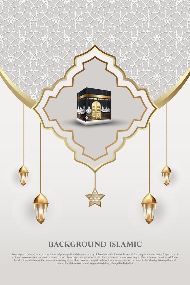 Arabic or Islamic theme background. with an arabic pattern and gold stripes. additional design elements vector