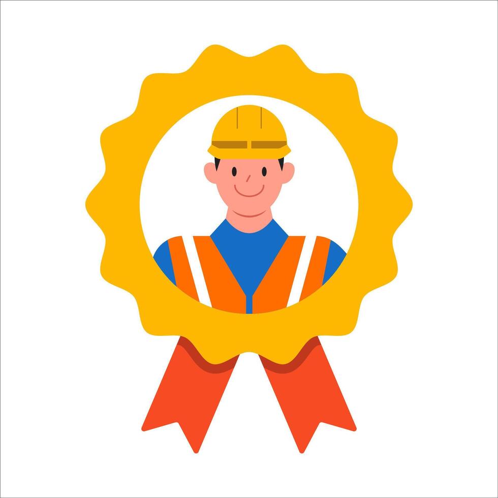 Man in reward icon. Successful and hardworking worker. Achievement, business award and reward. Rewarding an employee for good results. Cartoon flat vector illustration isolated on a white background