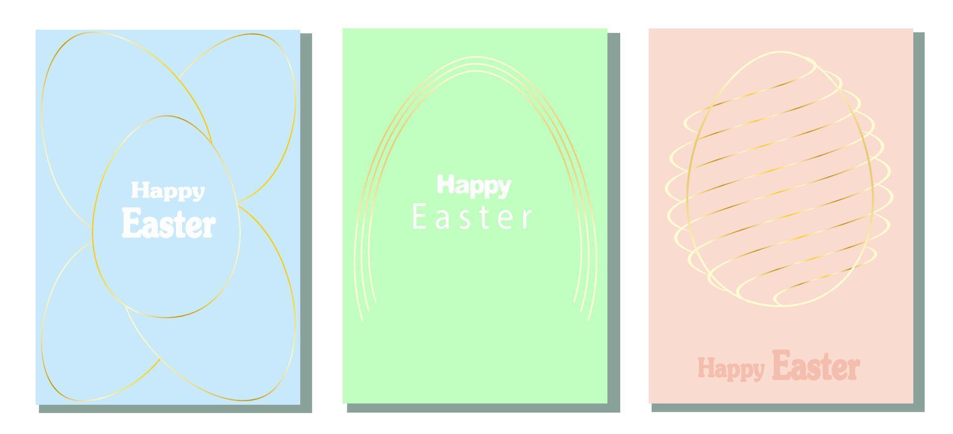 conjunto de Pascua de Resurrección tarjetas resumen huevos primavera flores y decoraciones para póster, tarjeta postal, álbum de recortes, pegatinas vector. vector