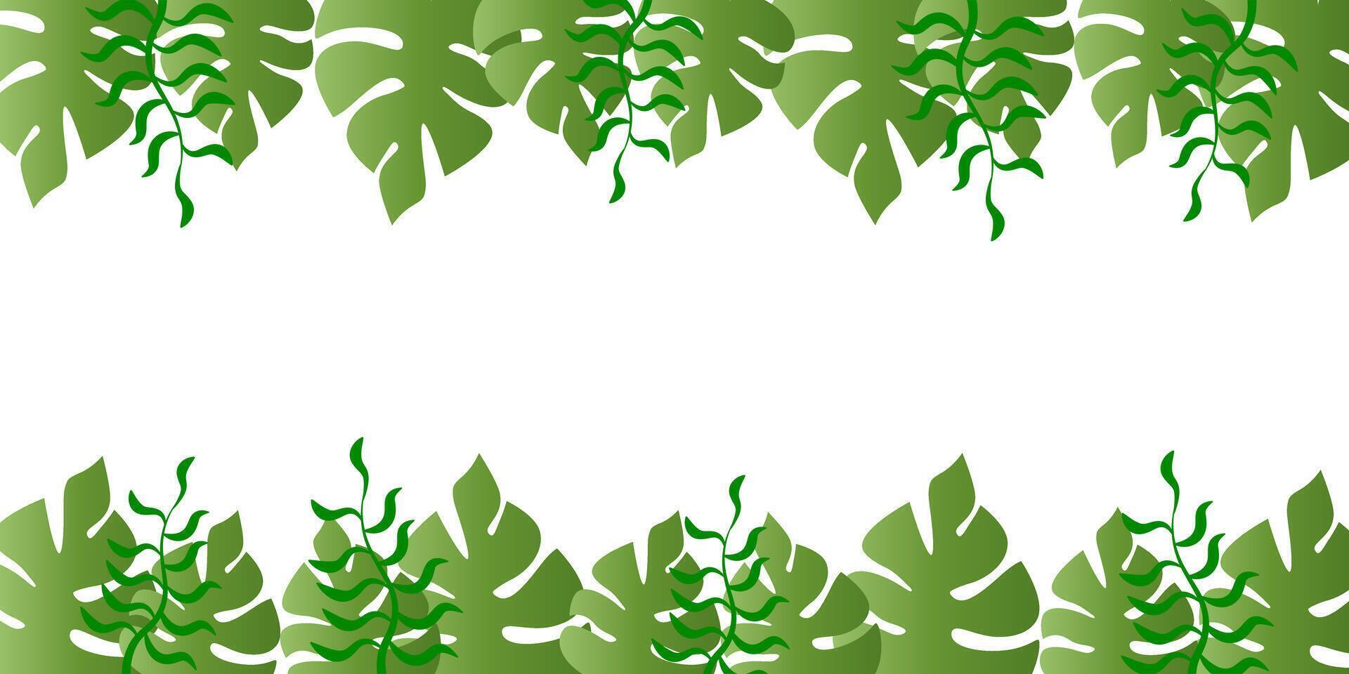 Background frame made of green plant leaves. Spring or Summer Season leaves Nature panorama Banner Background. Vector, clipart. vector
