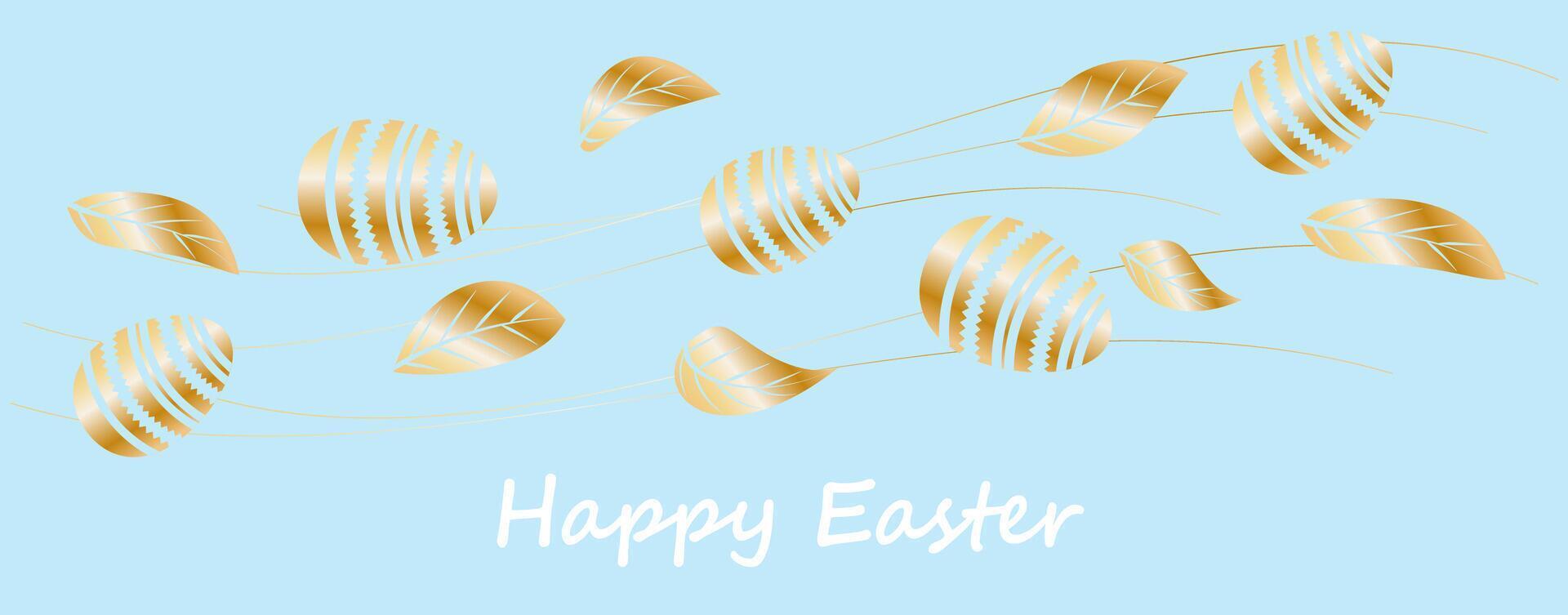 Happy easter. Abstract card with golden Easter eggs. Vector illustration