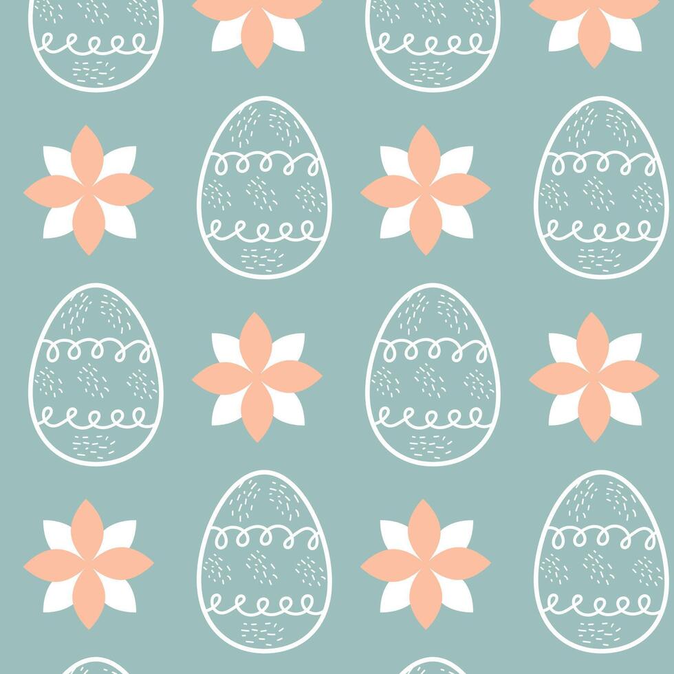 Easter cute cheerful ornament with Easter eggs. Vector illustration.