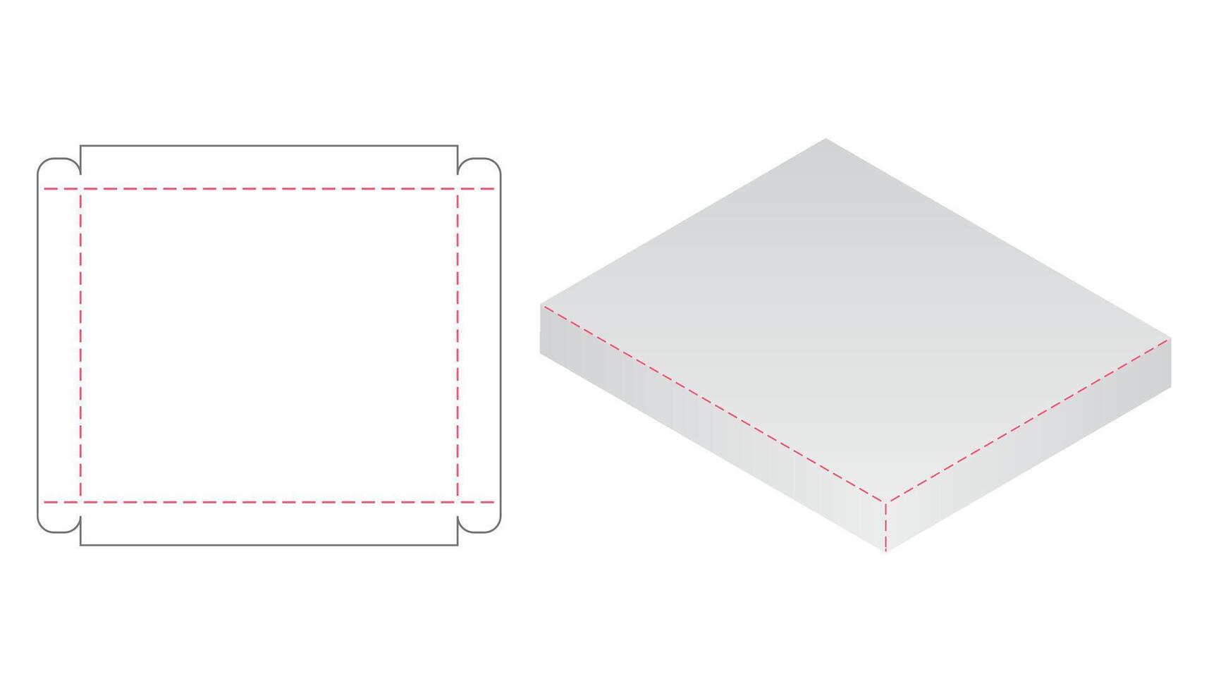 diseño de plantilla troquelada de embalaje de caja. Maqueta 3d vector