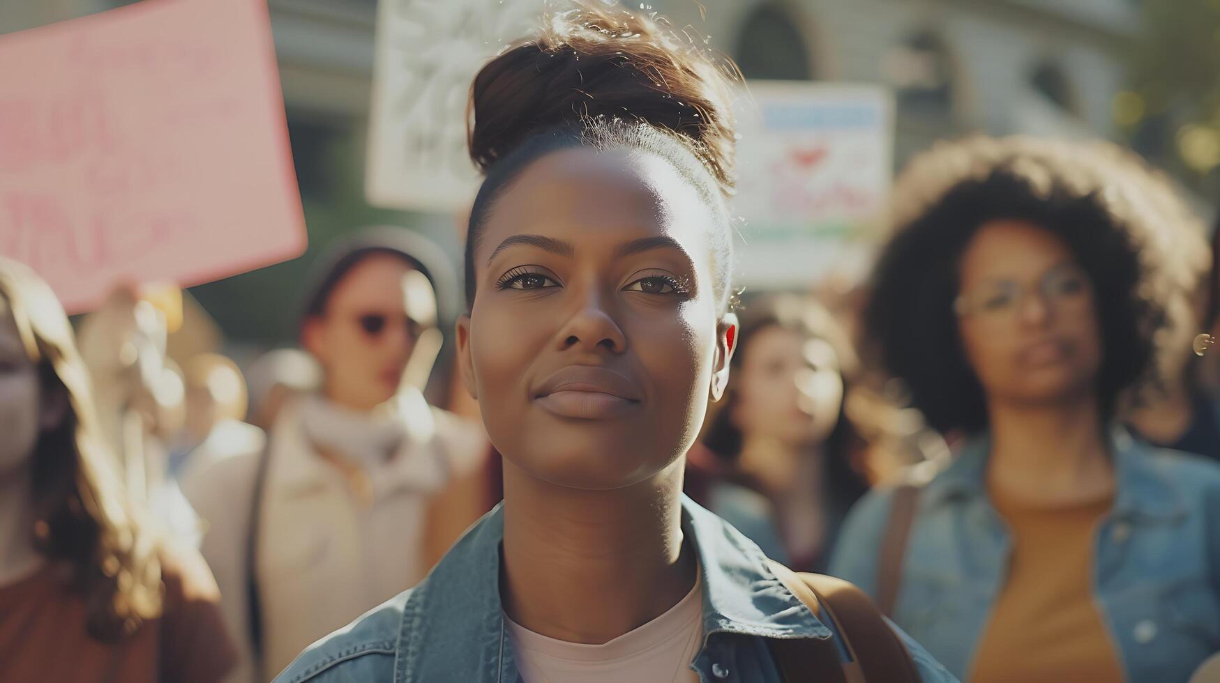 AI generated Diverse Group Protests for Social Justice with Bold Signs and Loud Voices amid Vibrant March Crowd photo