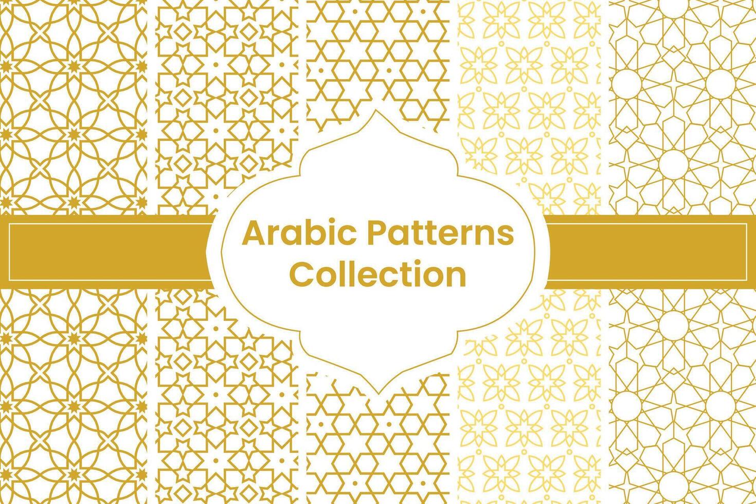 Collection of Golden Arabic Patterns on white Background, Vector