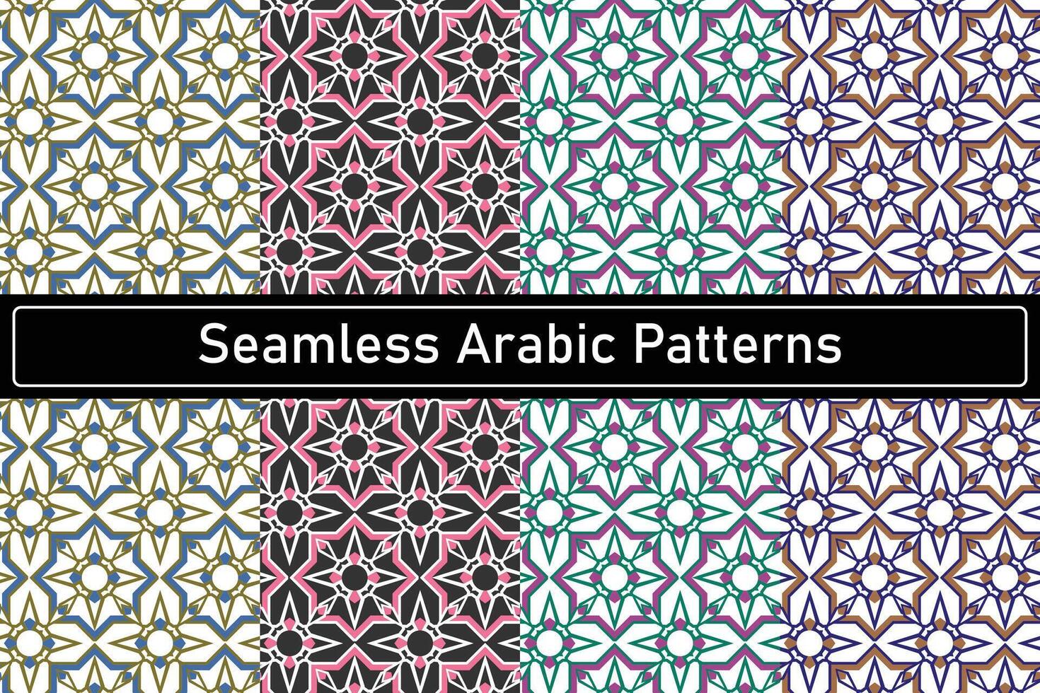 set of 4 seamless arabic patterns vector