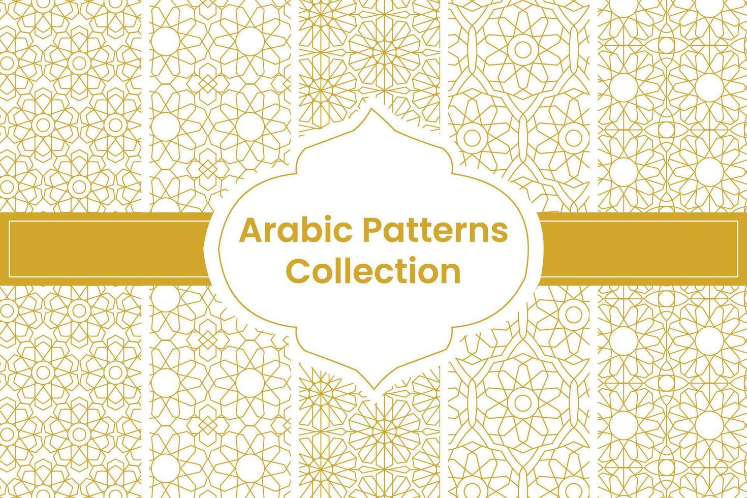 Set of Golden Arabic Patterns on white Background, Vector