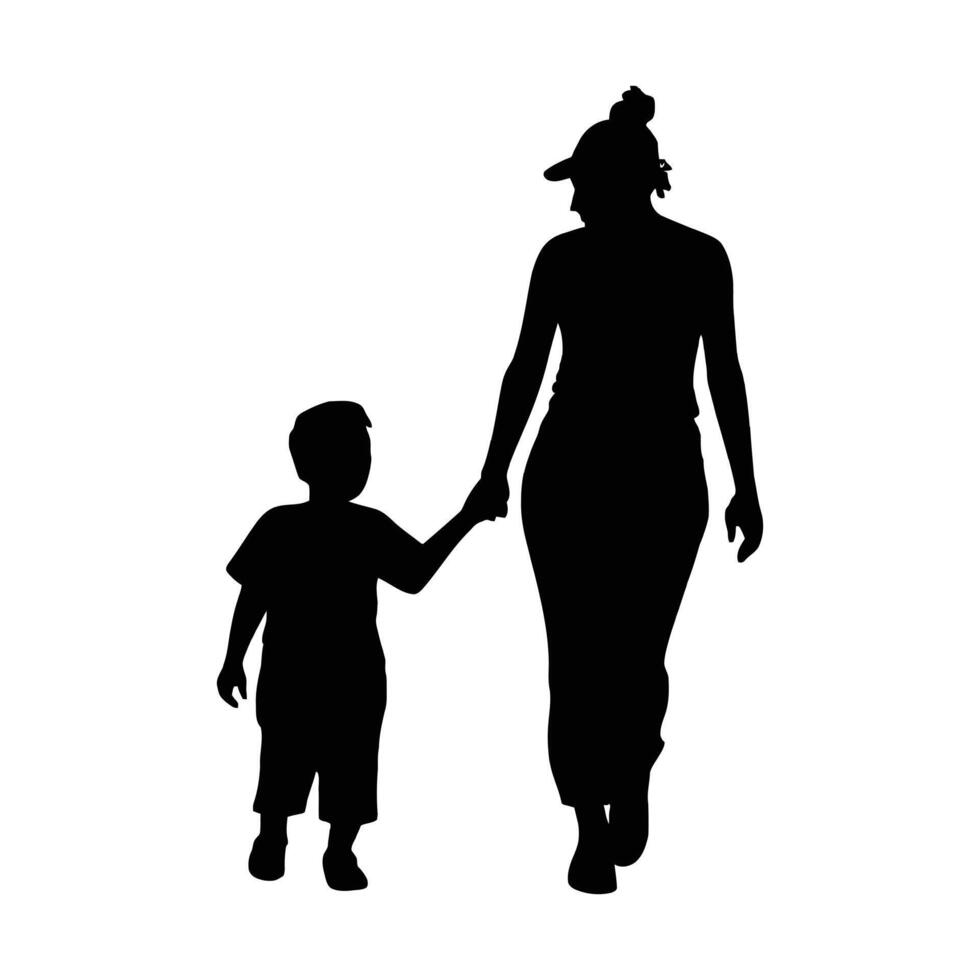 Mother and Baby Silhouette, Mother's Day vector illustration set, white background.