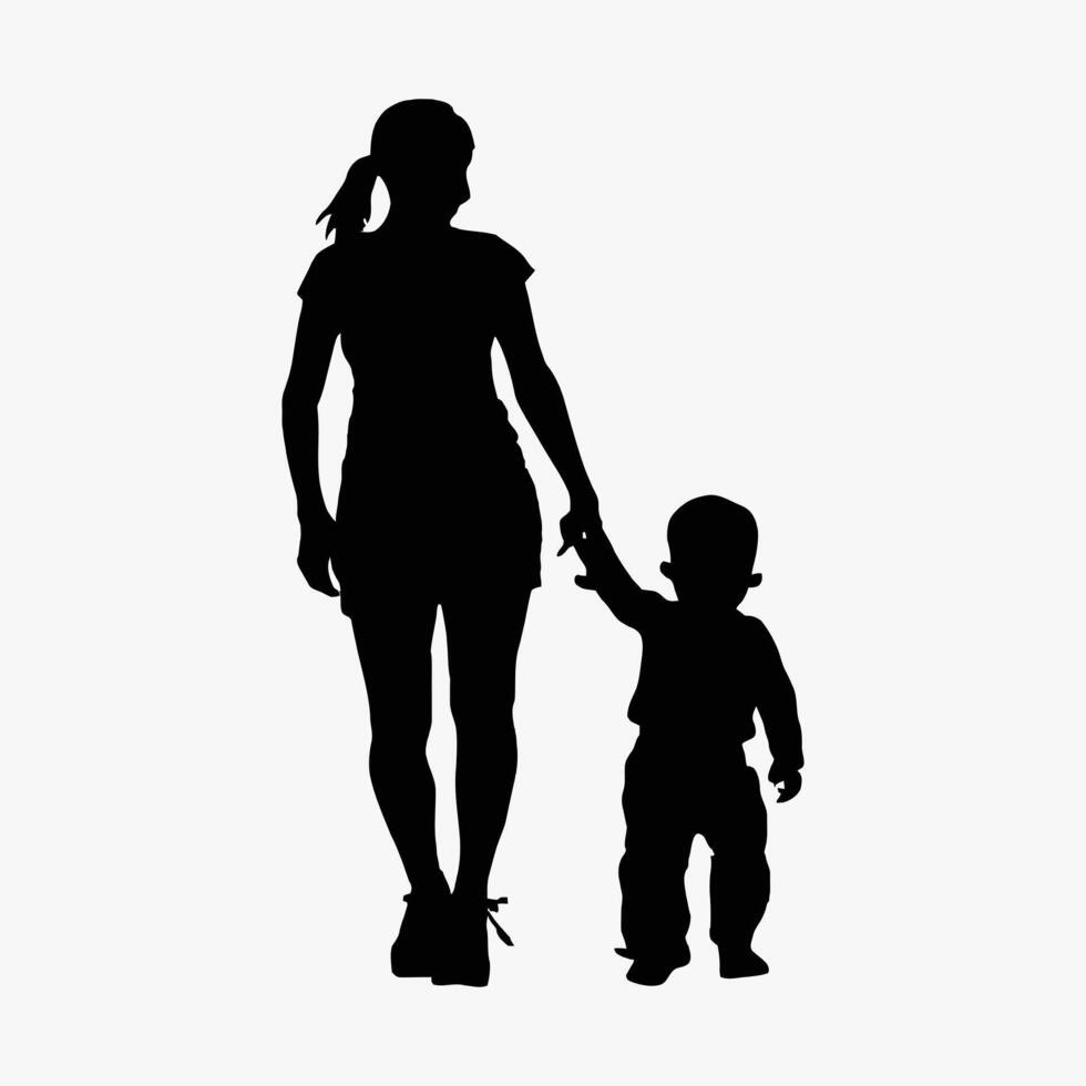 Mother and Baby Silhouette, Mother's Day vector illustration set, white background.