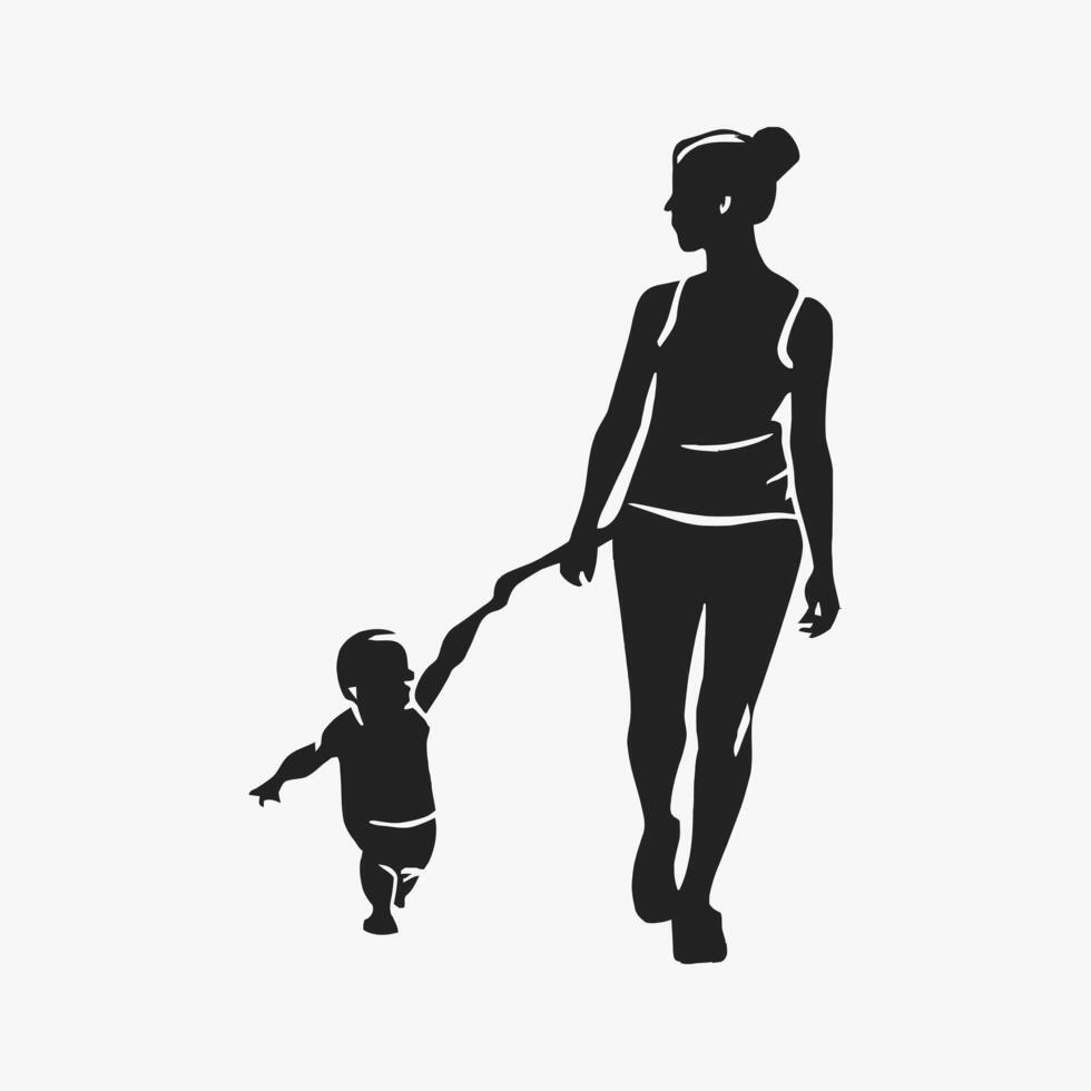 Mother and Baby Silhouette, Mother's Day vector illustration set, white background.