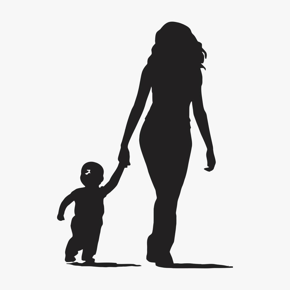 Mother and Baby Silhouette, Mother's Day vector illustration set, white background.