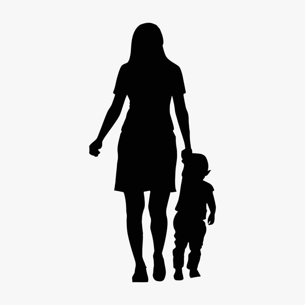 Mother and Baby Silhouette, Mother's Day vector illustration set, white background.