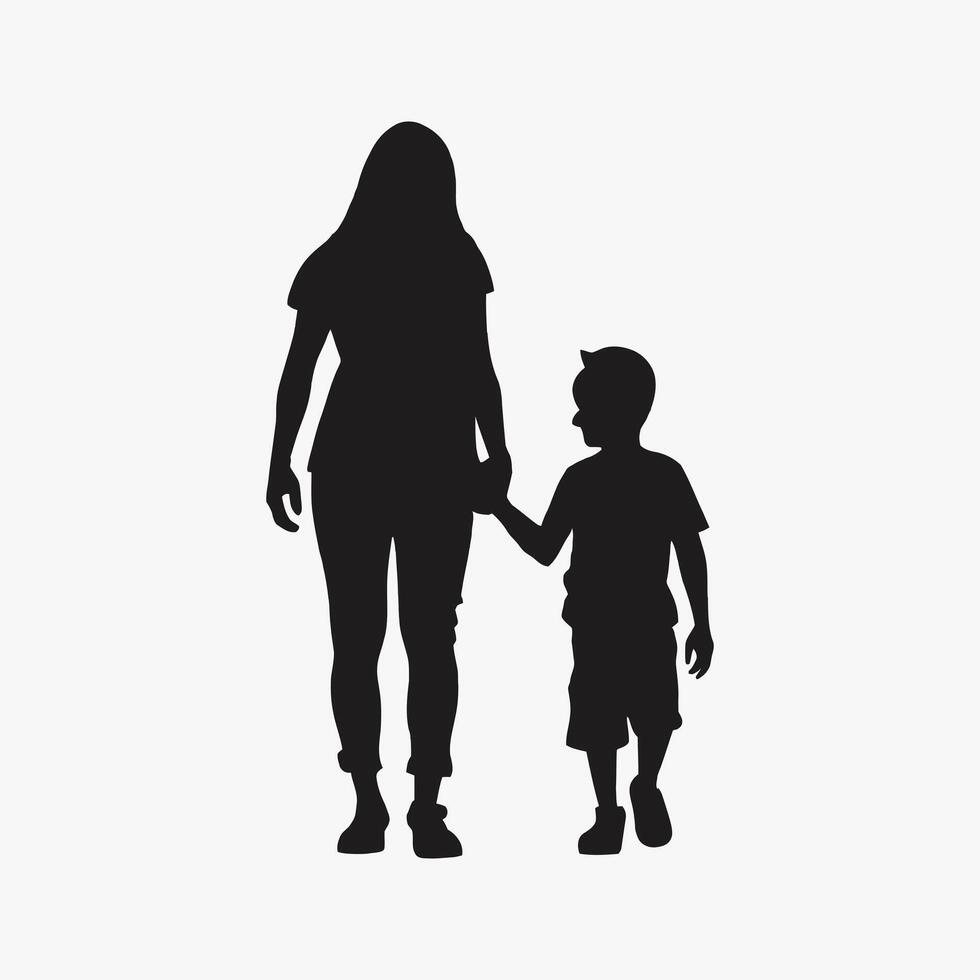 Mother and Baby Silhouette, Mother's Day vector illustration set, white background.