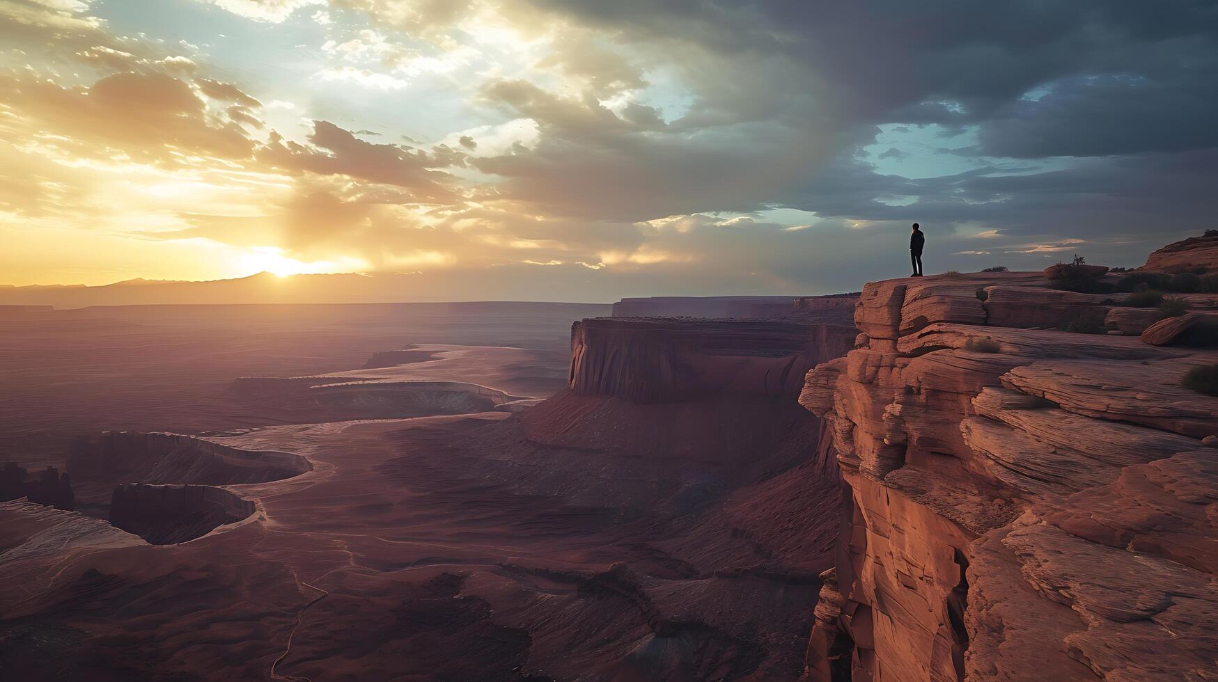 AI generated Adventurers Solitude Untamed Landscape Mountains River and Wild Terrain with a Tent and the Setting Sun photo