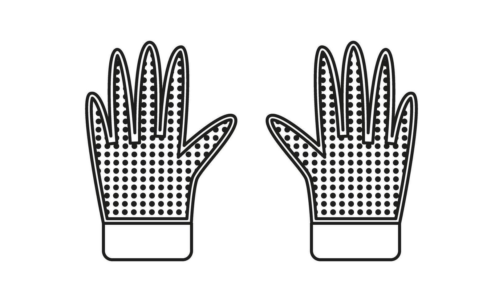 Linear garden and work gloves icon, sign, symbol. Isolated on white. Rubberized gloves. Gardening and farming. Black and white. vector