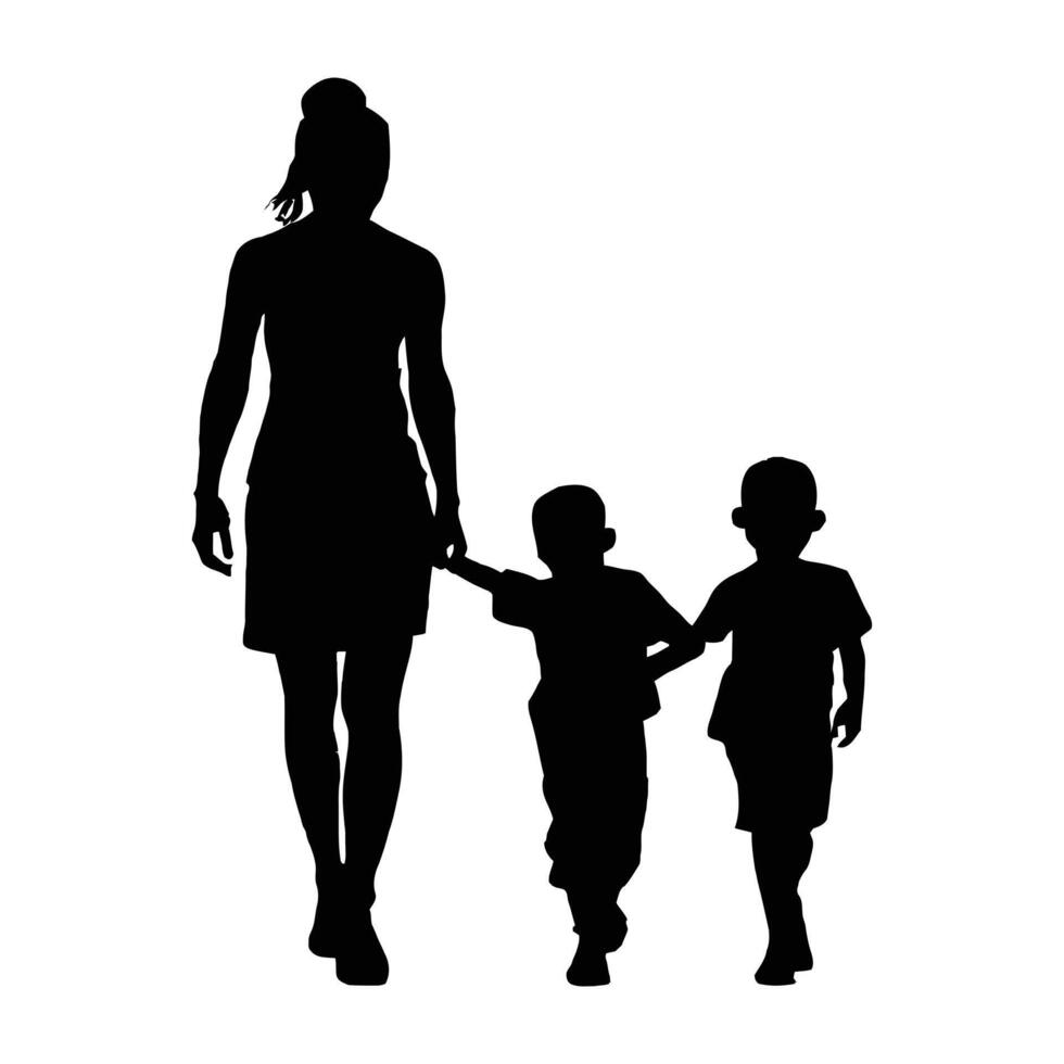 Mother and Baby Silhouette, Mother's Day vector illustration set, white background.