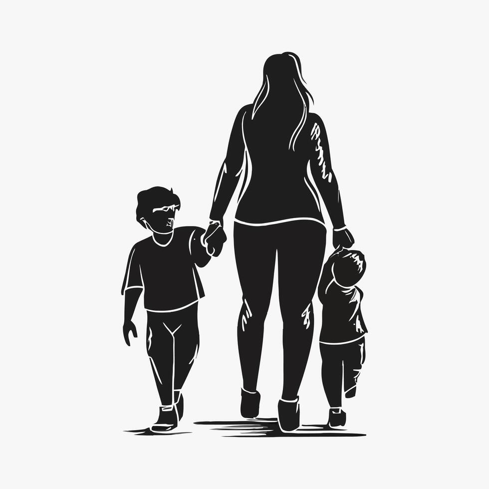 Mother and Baby Silhouette, Mother's Day vector illustration set, white background.