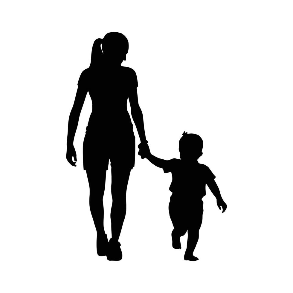 Mother and Baby Silhouette, Mother's Day vector illustration set, white background.