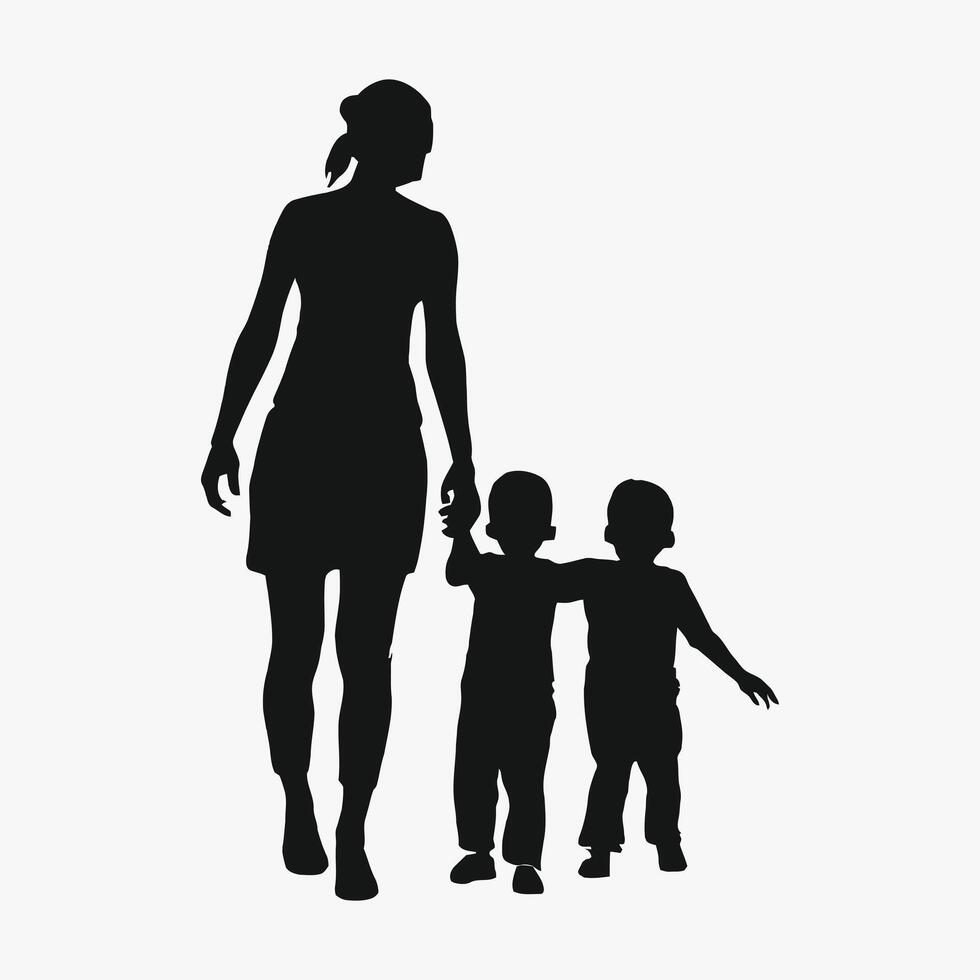 Mother and Baby Silhouette, Mother's Day vector illustration set, white background.