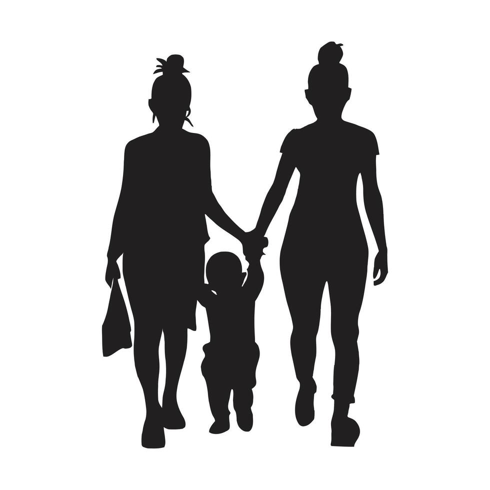 Mother and Baby Silhouette, Mother's Day vector illustration set, white background.