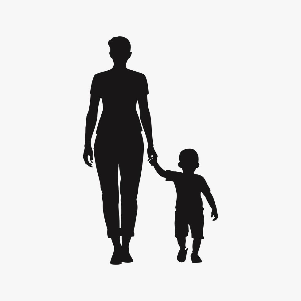 Mother and Baby Silhouette, Mother's Day vector illustration set, white background.