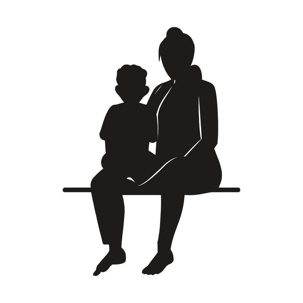 Mother and Baby Silhouette, Mother's Day vector illustration set, white background.