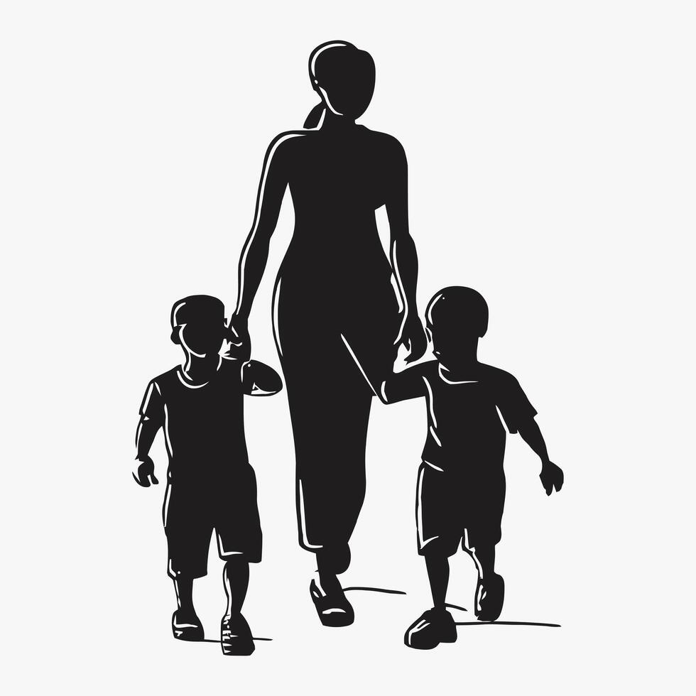 Mother and Baby Silhouette, Mother's Day vector illustration set, white background.