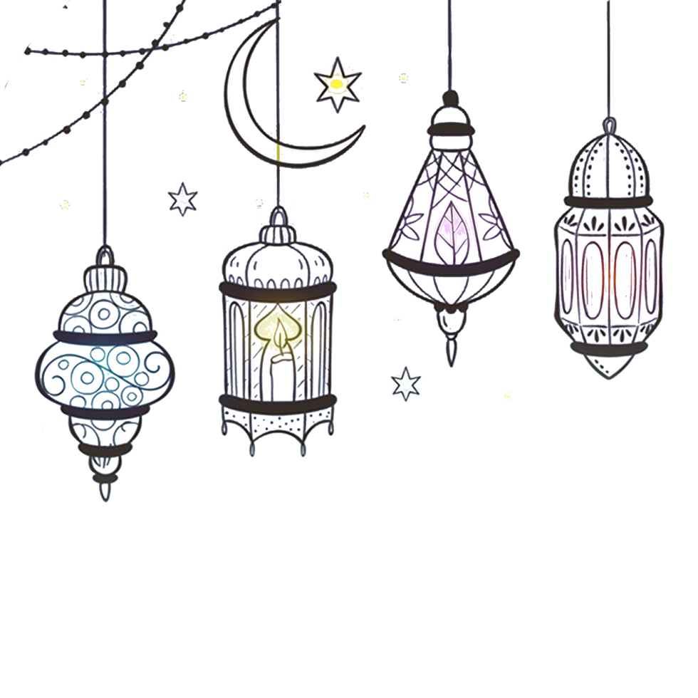 Ramadan moon and lanterns for Islamic designs png